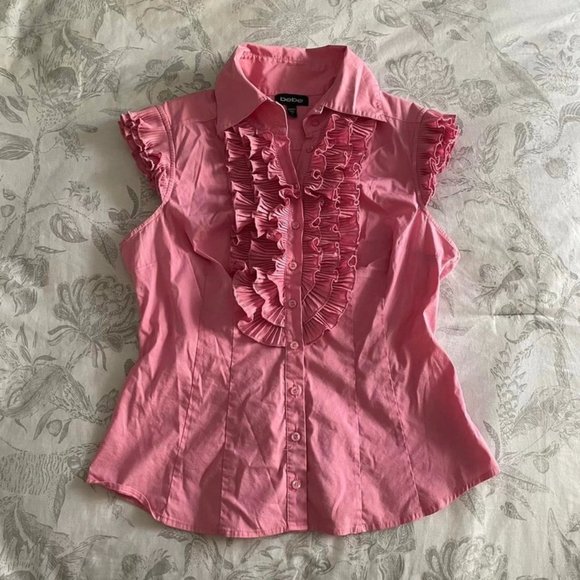 BEBE Y2K Barbiecore✨👱🏽♀️💅🏻 Lolita Ruffle Blouse - Picture 2 of 4